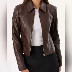 New LAMARQUE Oceana Fitted Leather Jacket Women’s Sz XS Brown NWT $595-$635 MSRP
